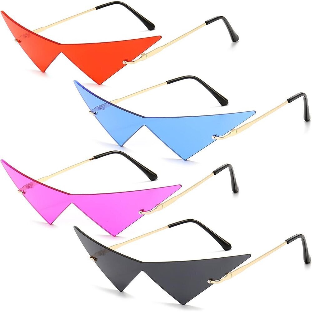 4 Pairs Triangle Sunglasses Rimless Space Eye Fashion Eyewear for Women Men